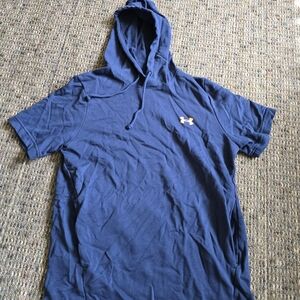 Under Armour Navy Blue Short Sleeve Hoodie with Gold Logo